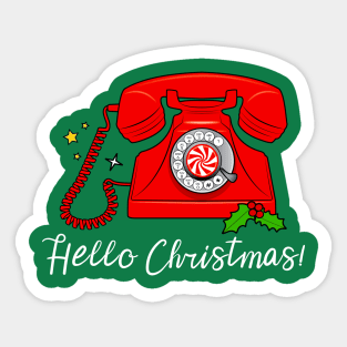 Vintage Red Peppermint Telephone: Hello Christmas! Sticker